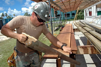 Tips for hiring contractor post image, contract sawing wood under patio.